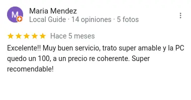 Captura de un comentario en Google Maps