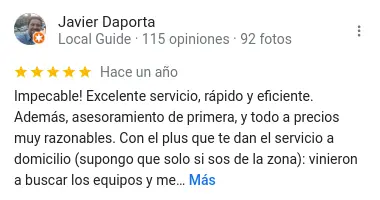 Captura de un comentario en Google Maps